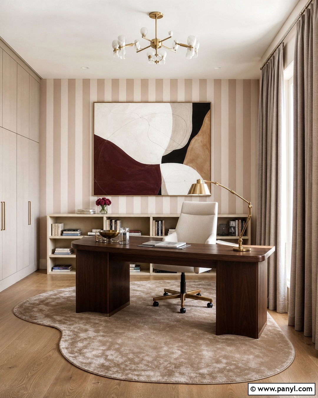 Pale Pink Striped Home Office Walls - 30 Pink Striped Walls