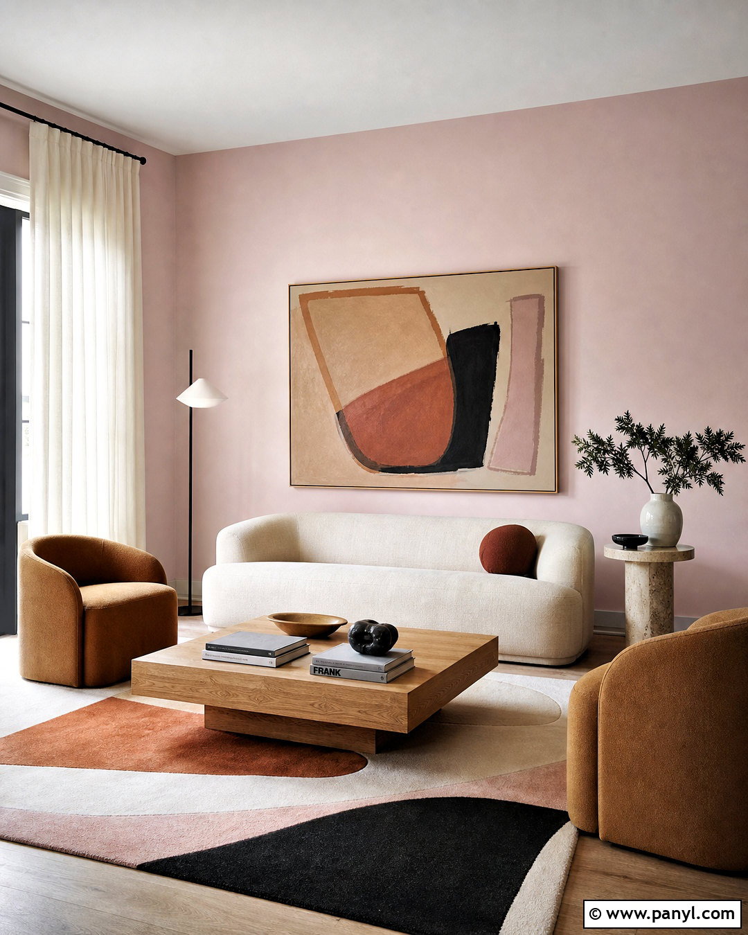 Pale Pink Walls In A Modern Living Room - 20 pale pink walls