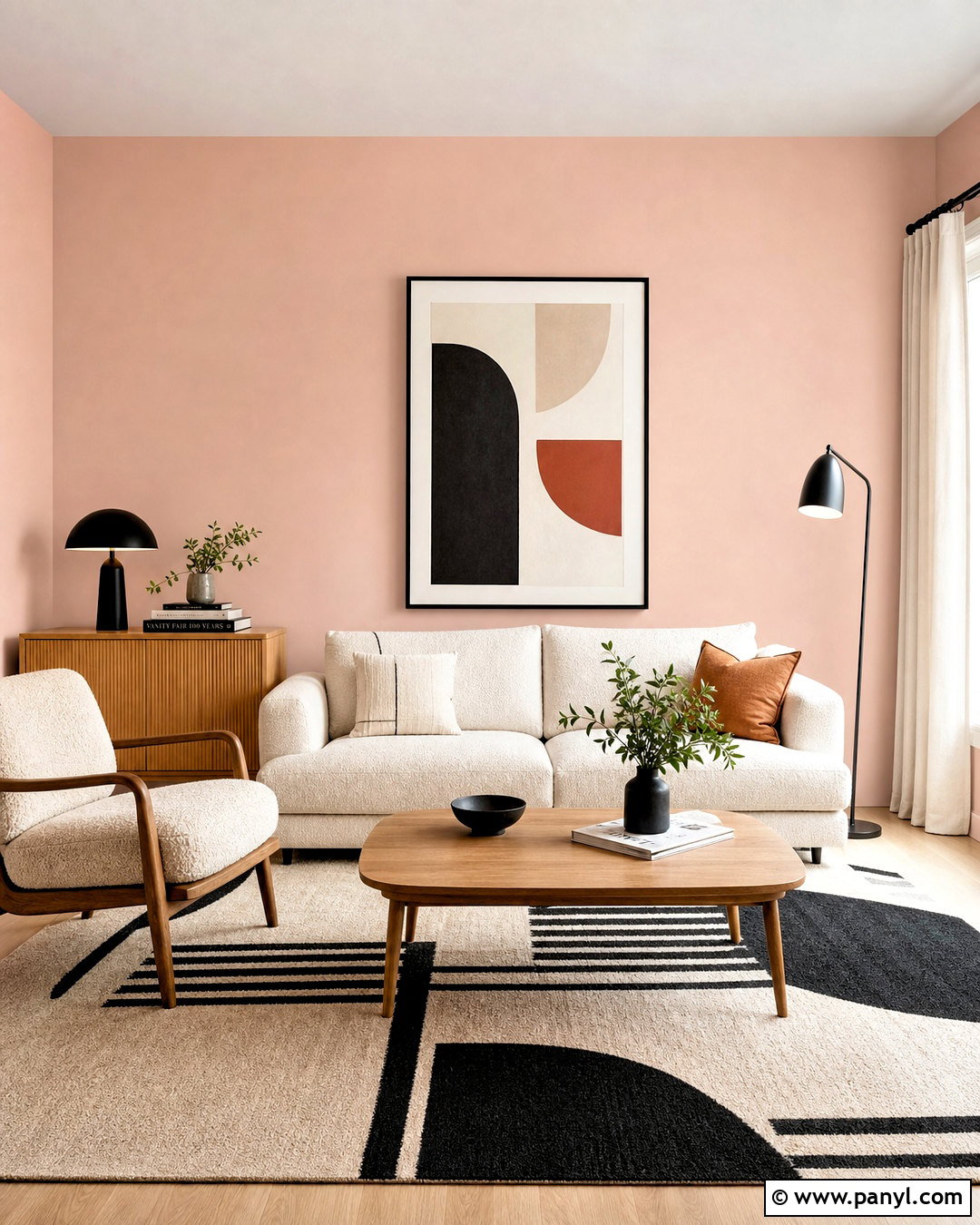 Pale Pink Walls With Black Accents - 20 pale pink walls