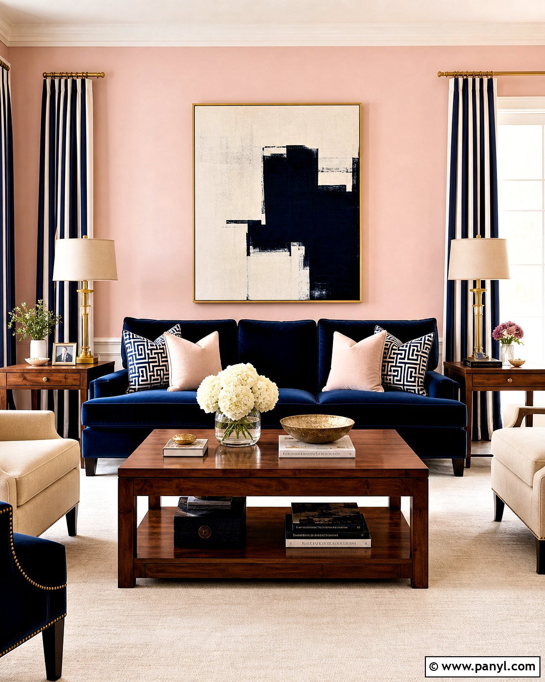 Pale Pink Walls With Navy Blue Furniture - 20 pale pink walls