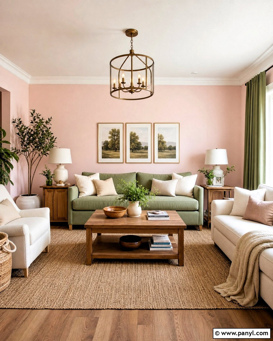 Pale Pink Walls With Sage Green Decor - 20 pale pink walls