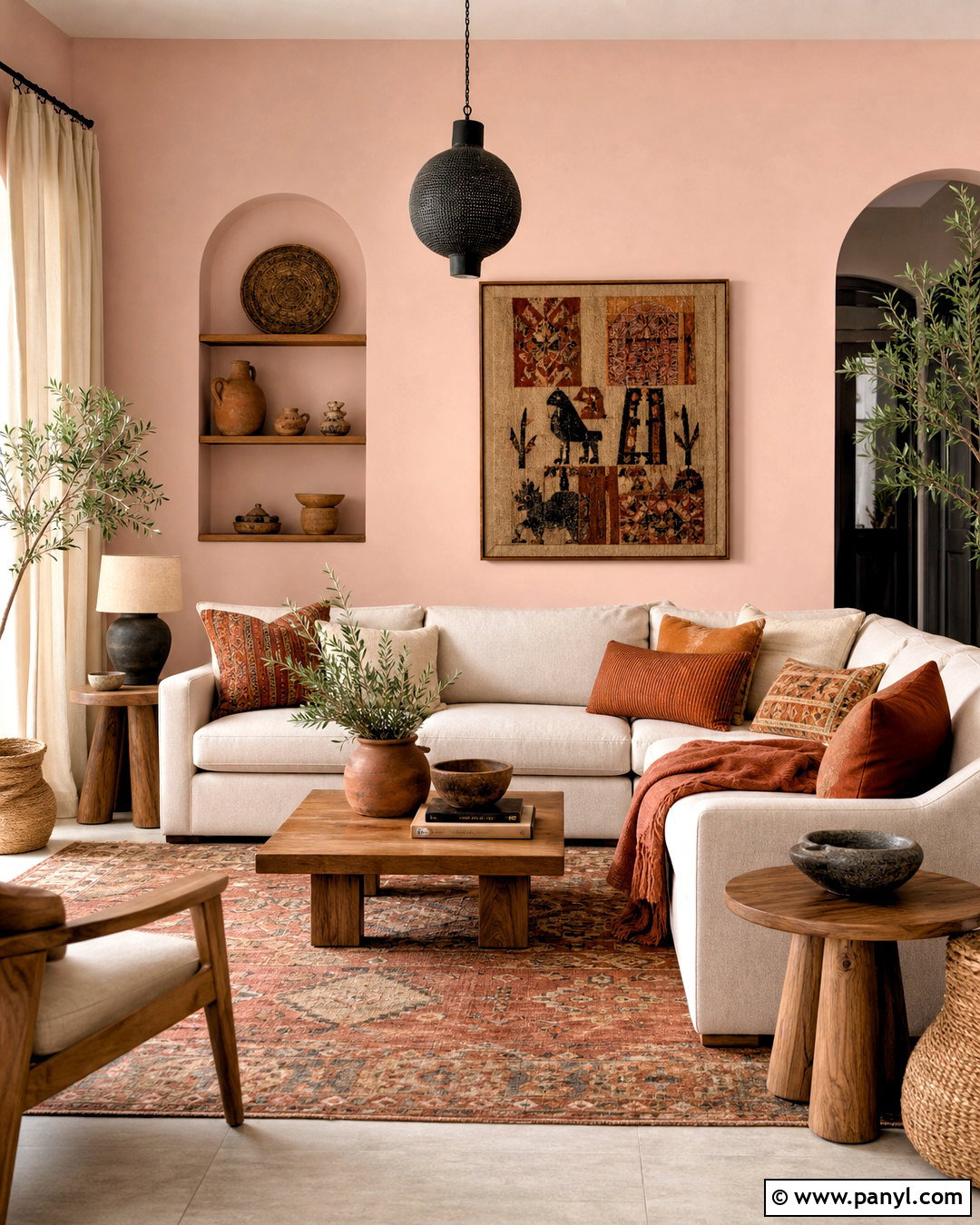 Pale Pink Walls With Terracotta Decor - 20 pale pink walls