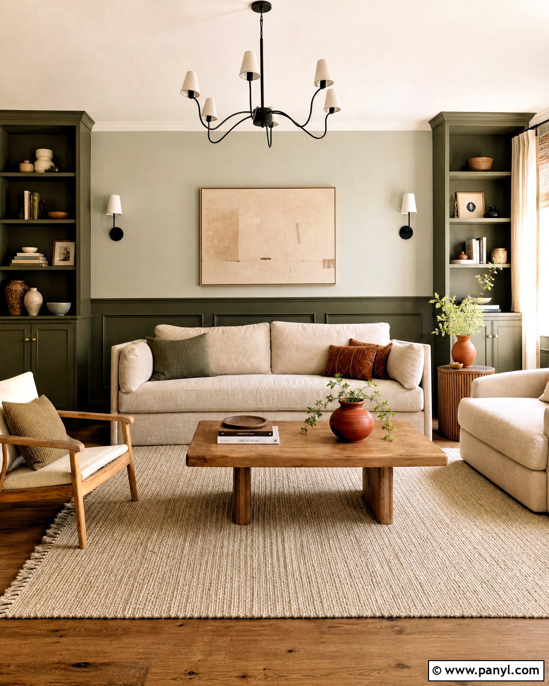 Pale Sage And Deep Moss Wall Combination - 20 wall painting colour combination ideas