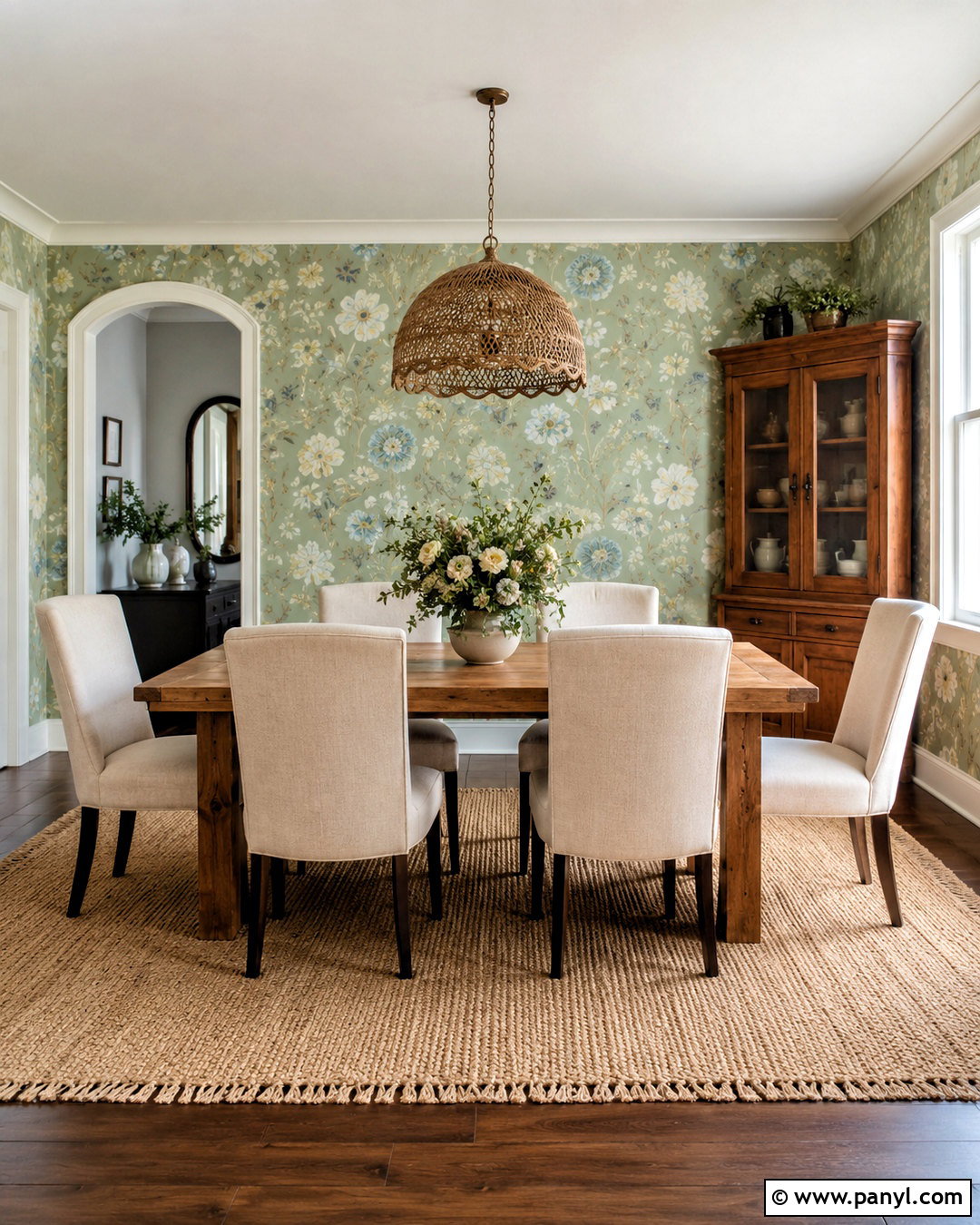 Pale Sage Floral Wallpaper Dining Room - 20 light colored wallpaper ideas