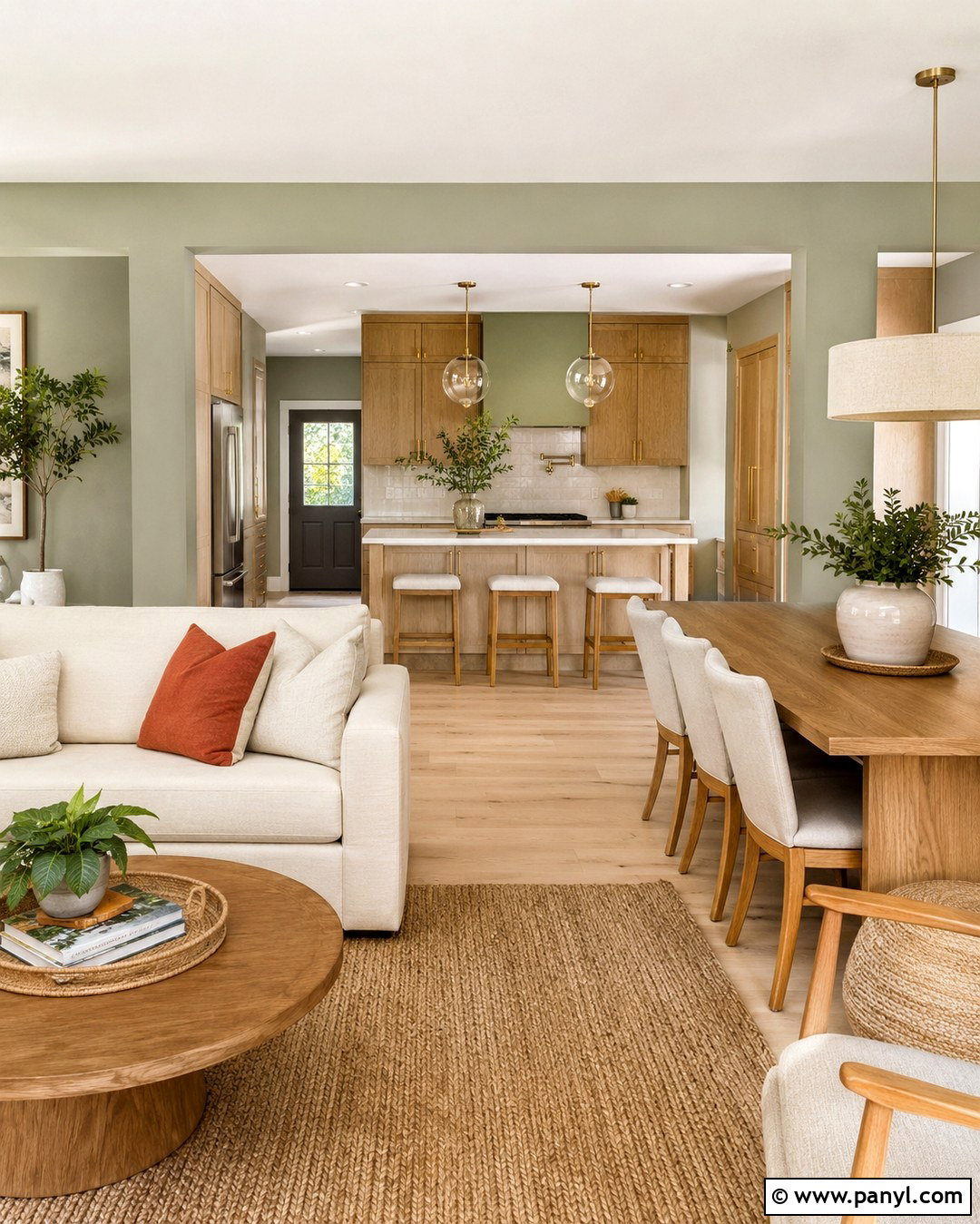 Pale Sage Open Plan Walls - 20 Open Plan Wall Colour Ideas