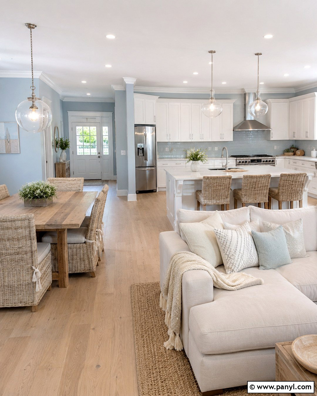 Pale Sky Blue Open Plan Walls - 20 Open Plan Wall Colour Ideas
