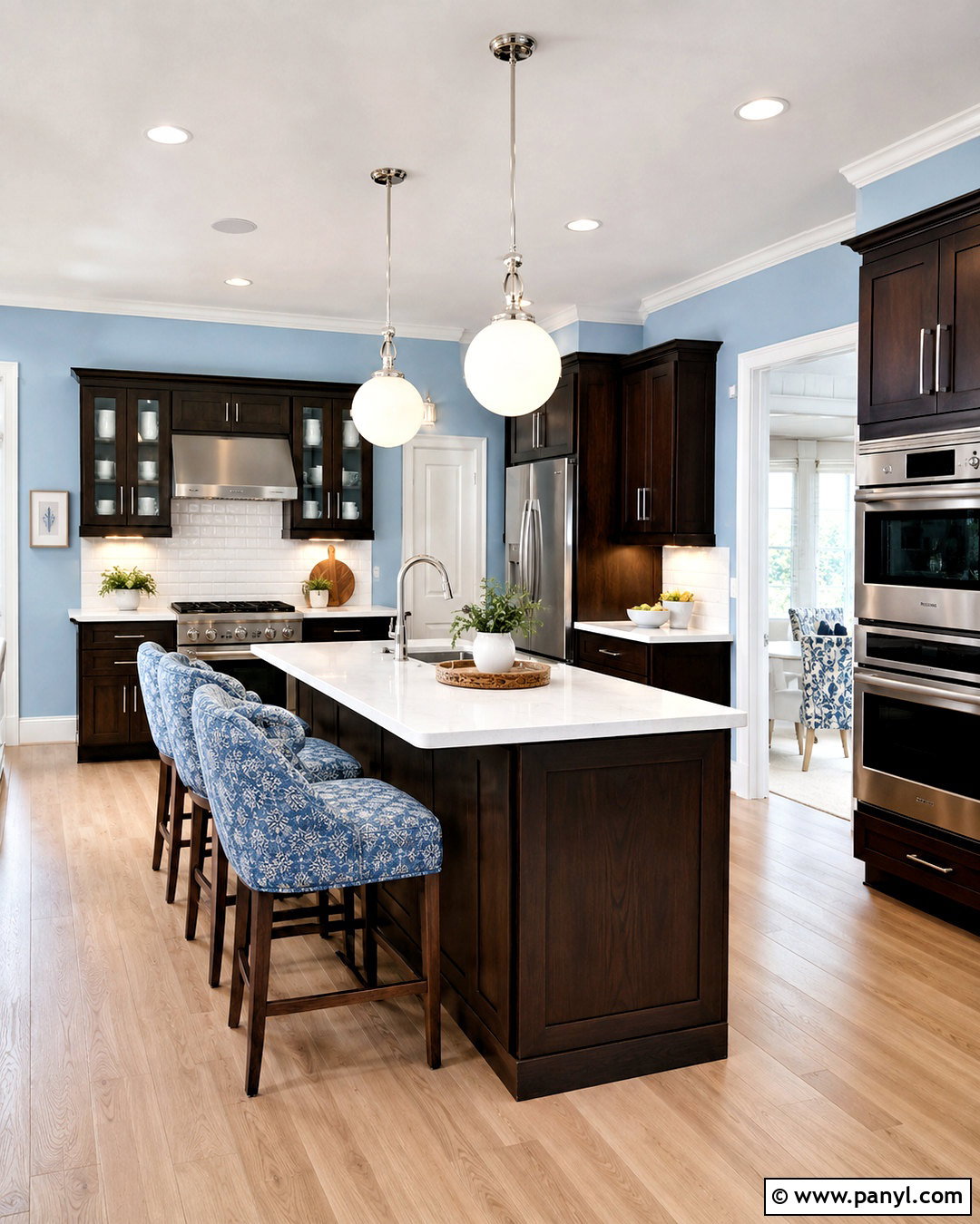 Pale Sky Blue Walls With Dark Brown Cabinets - 20 Wall Color For Dark Brown Cabinets