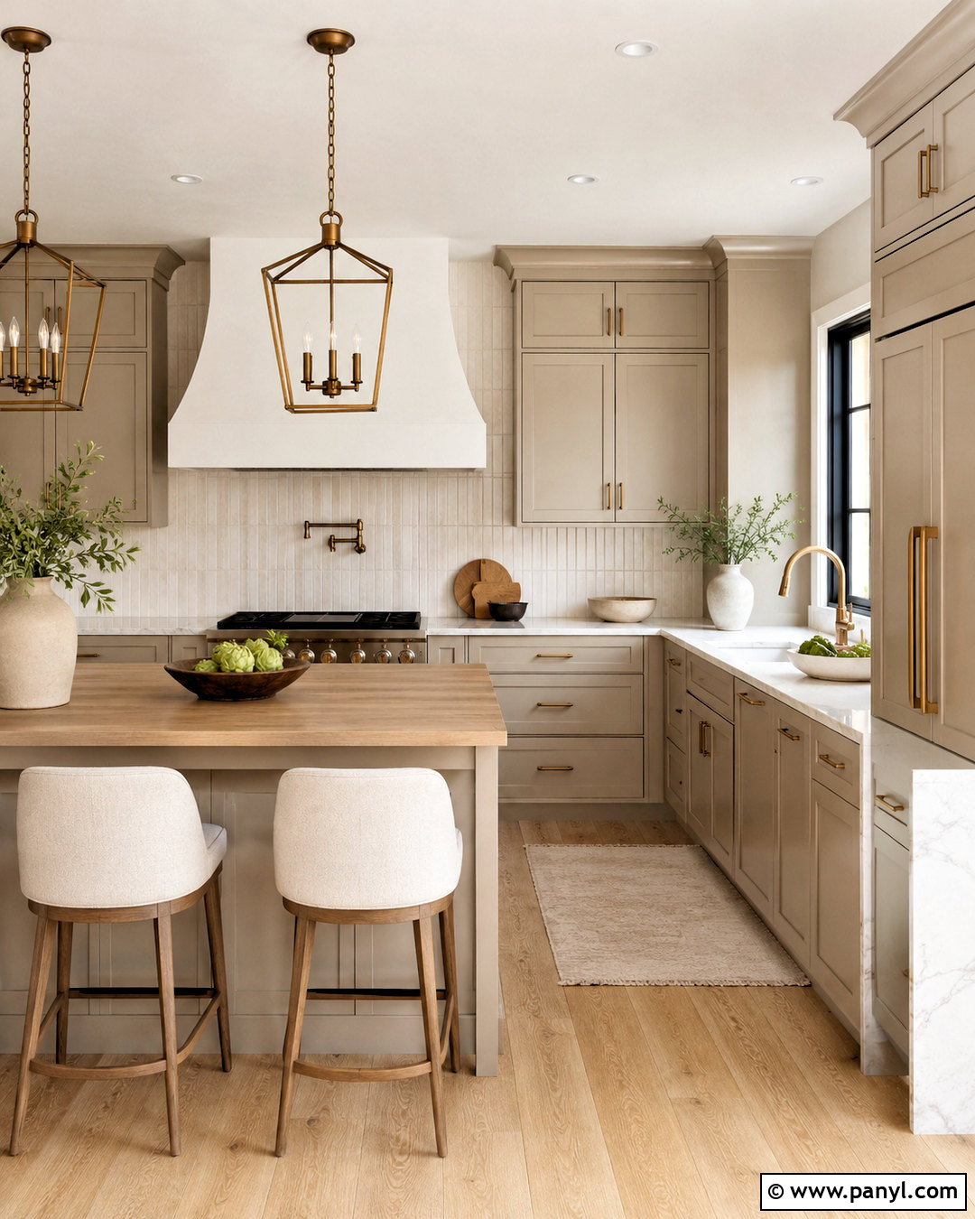 Pale Taupe Kitchen With Bronze Hardware - 20 light color kitchen ideas