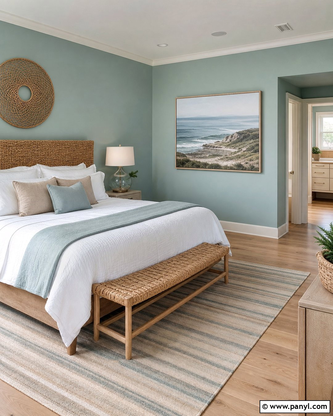 Pale Teal Coastal Bedroom Walls - 30 teal painted walls