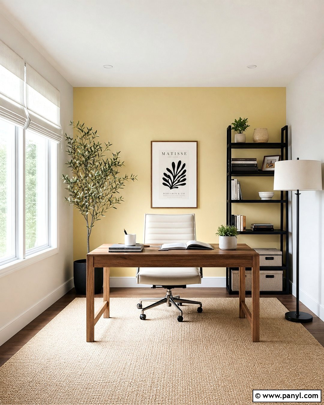 Pale Yellow Accent Wall Home Office - 20 Empty Room With Yellow Accent Wall Ideas