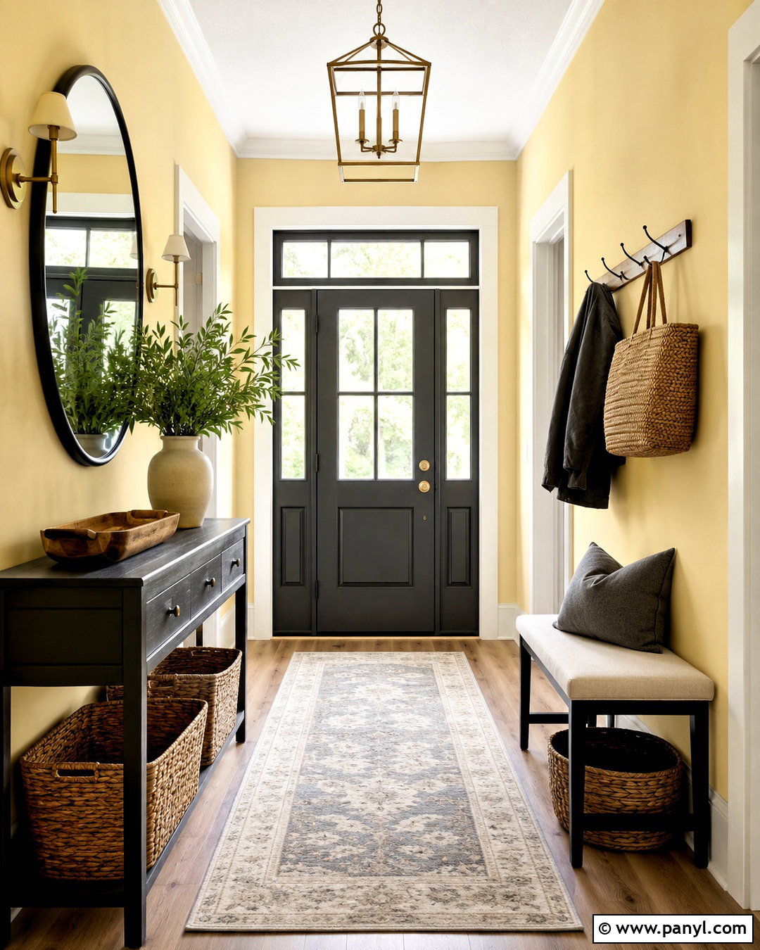 Pale Yellow And Charcoal Entryway - 20 pale yellow color palette ideas