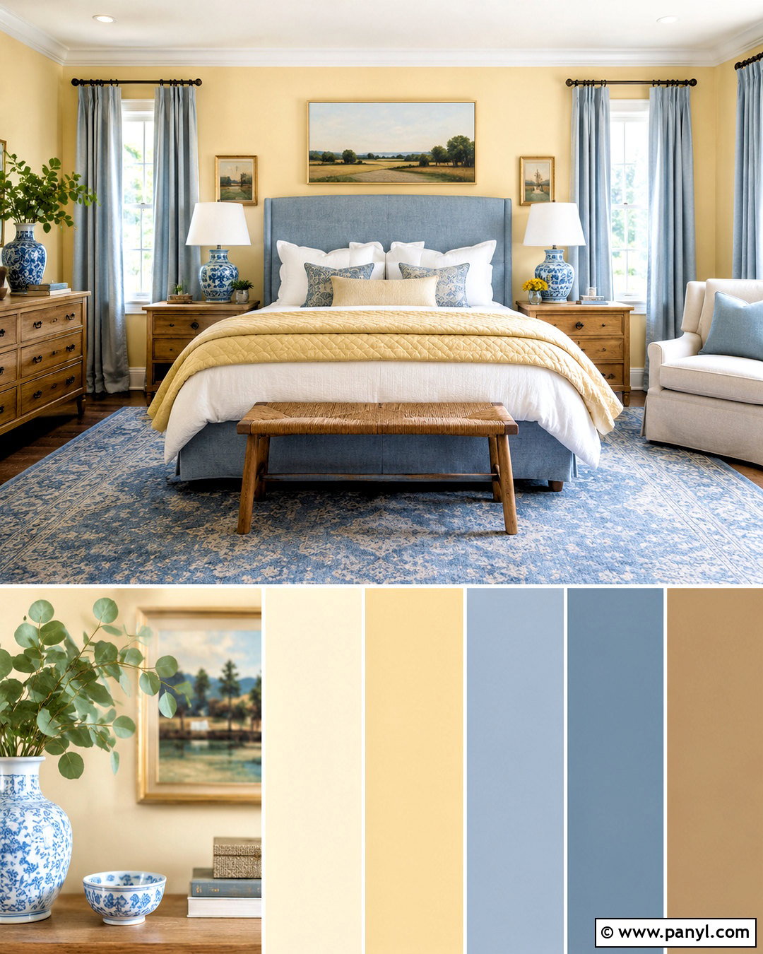 Pale Yellow And Dusty Blue Bedroom - 20 pale yellow color palette ideas