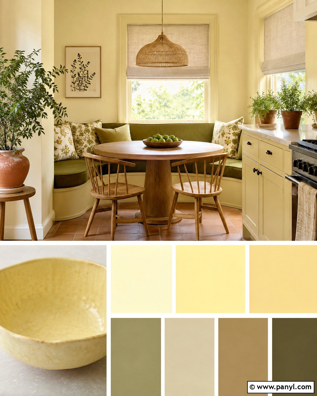 Pale Yellow And Olive Green Dining Nook - 20 pale yellow color palette ideas