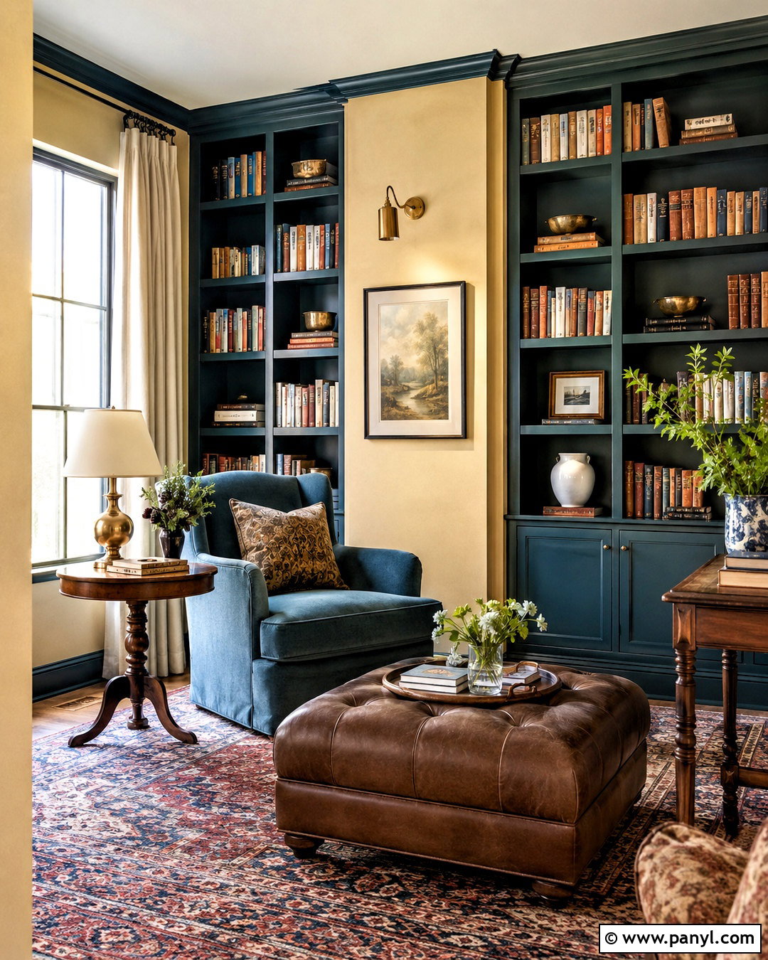 Pale Yellow And Teal Reading Room - 20 pale yellow color palette ideas