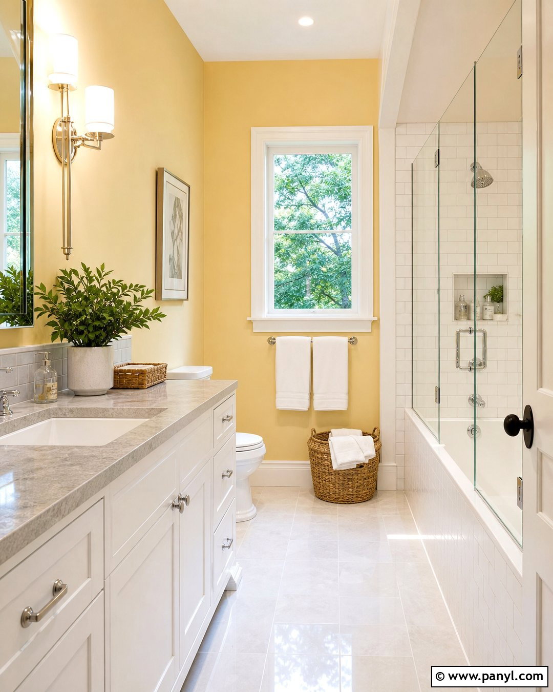 Pale Yellow Bathroom Walls With White Tile - 30 Yellow Bathroom Walls