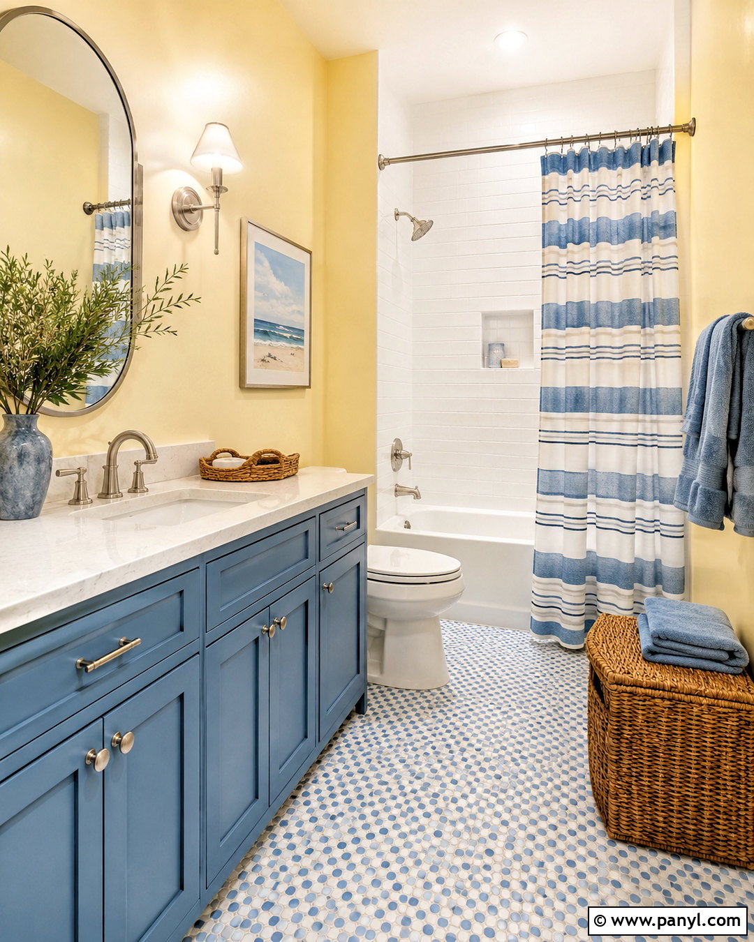 Pale Yellow Bathroom With Blue Accents - 20 pale yellow bathroom ideas