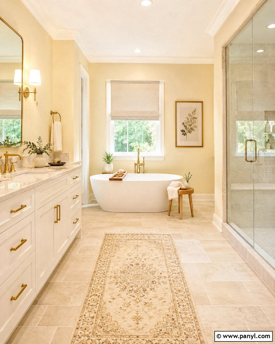 Pale Yellow Bathroom With Freestanding Tub - 20 pale yellow bathroom ideas