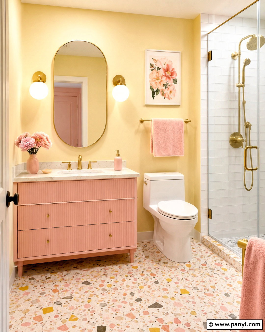 Pale Yellow Bathroom With Pink Accents - 20 pale yellow bathroom ideas
