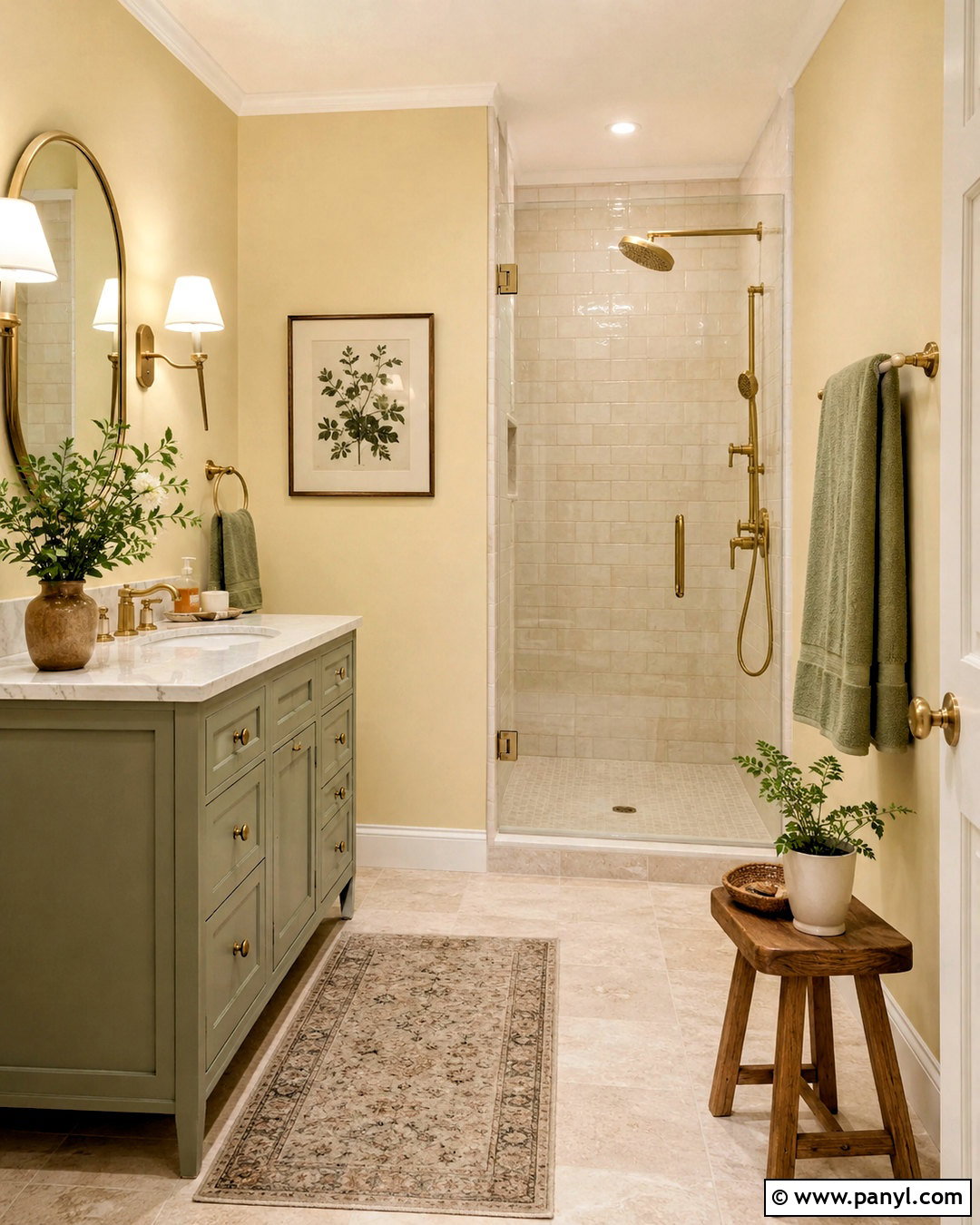 Pale Yellow Bathroom With Sage Green - 20 pale yellow bathroom ideas