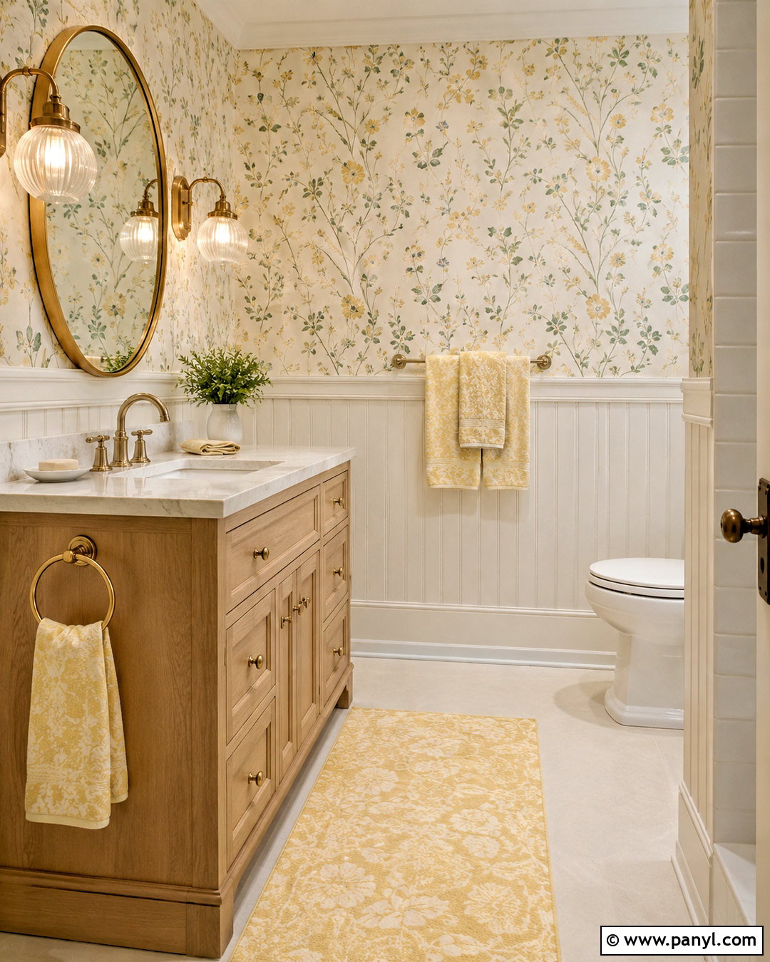 Pale Yellow Bathroom With Wallpaper - 20 pale yellow bathroom ideas