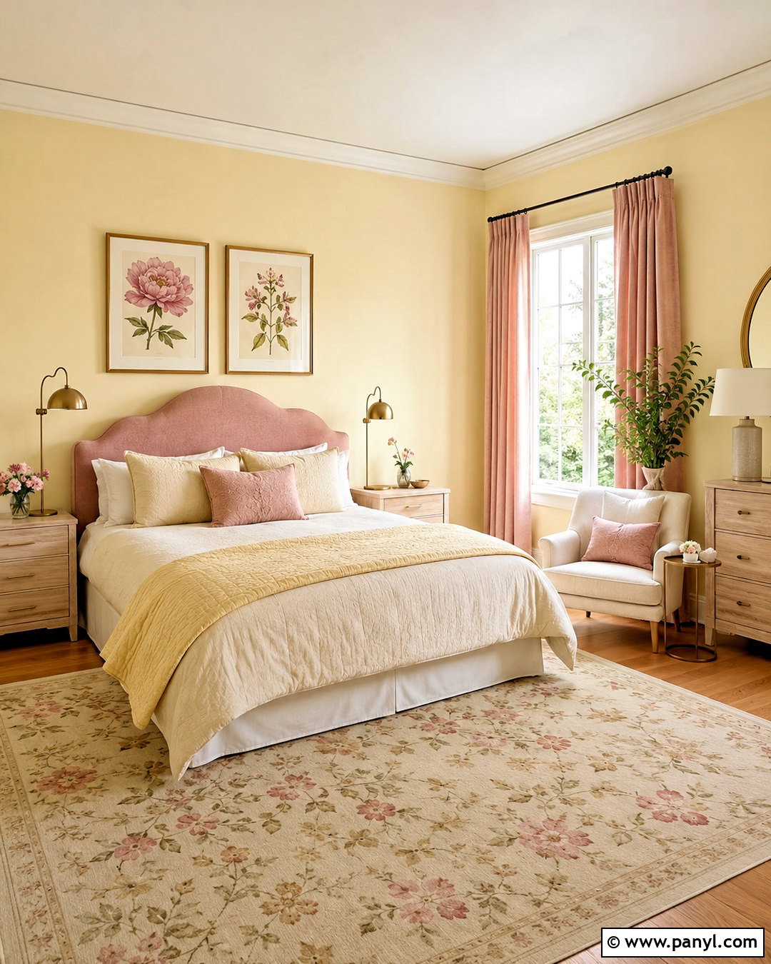 Pale Yellow Bedroom With Blush Pink Decor - 20 pale yellow bedrooms