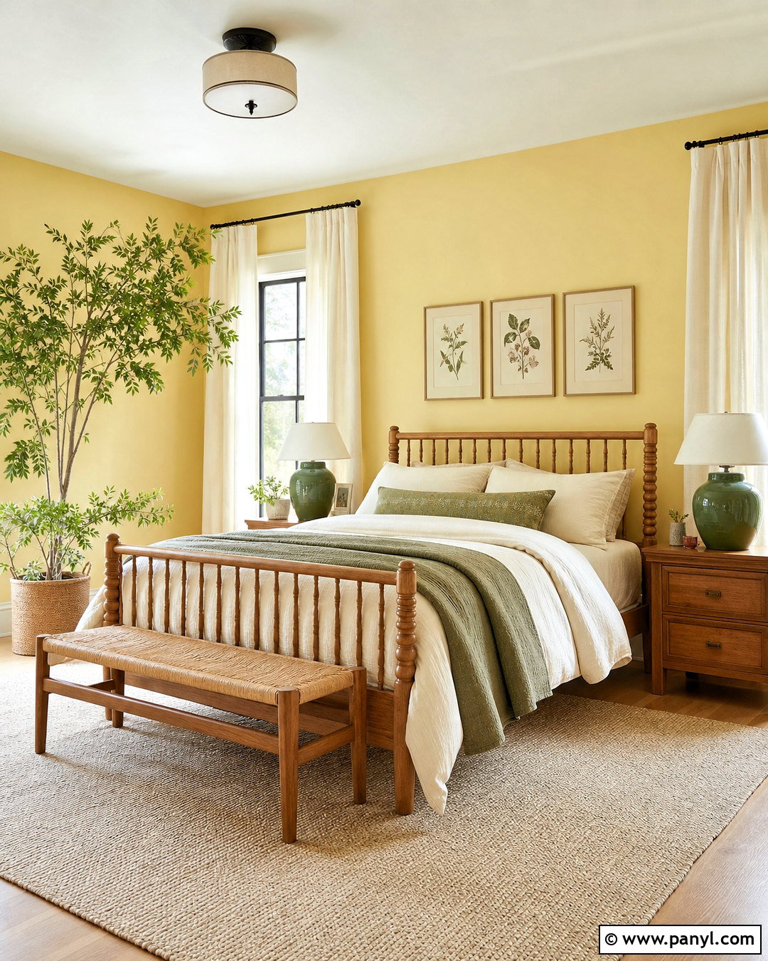Pale Yellow Bedroom With Sage Green - 20 yellow walls bedroom ideas