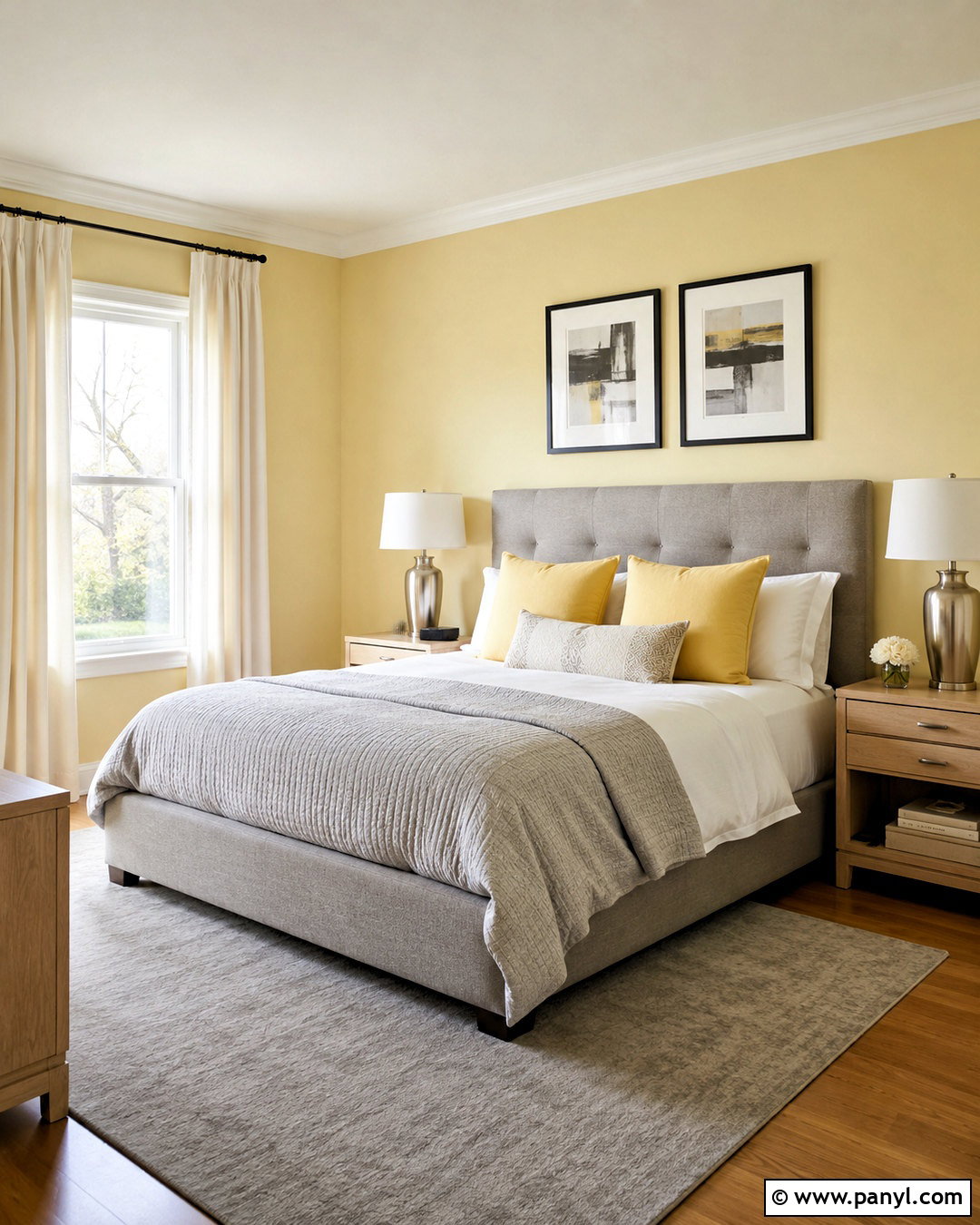 Pale Yellow Bedroom With Soft Gray Furniture - 20 pale yellow bedrooms