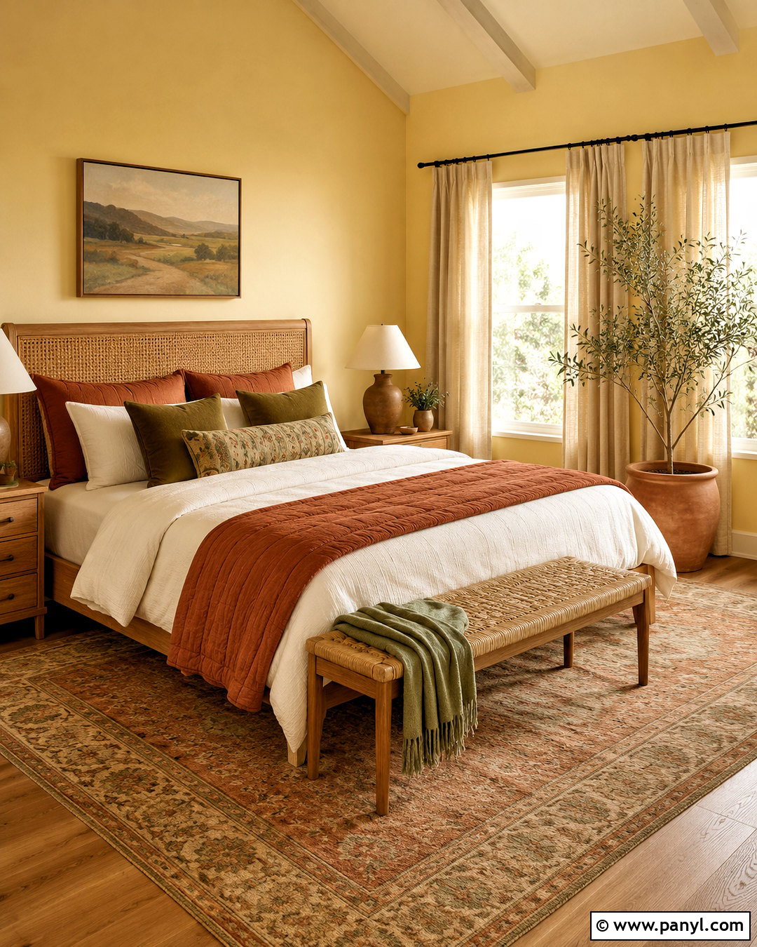 Pale Yellow Bedroom With Terracotta Accents - 20 pale yellow bedrooms
