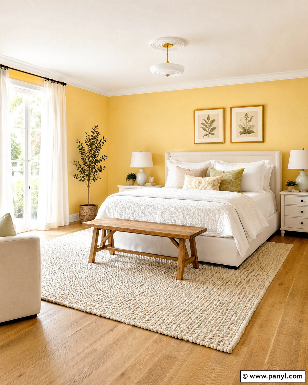 Pale Yellow Bedroom With White Bedding - 20 pale yellow bedrooms