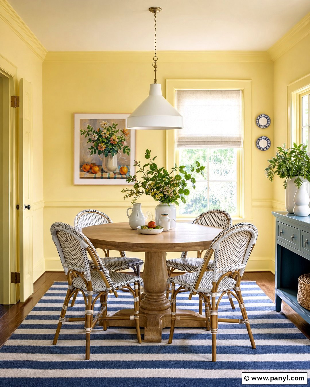 Pale Yellow Chair Rail In A Breakfast Room - 20 Chair Rail Same Color As Wall Ideas