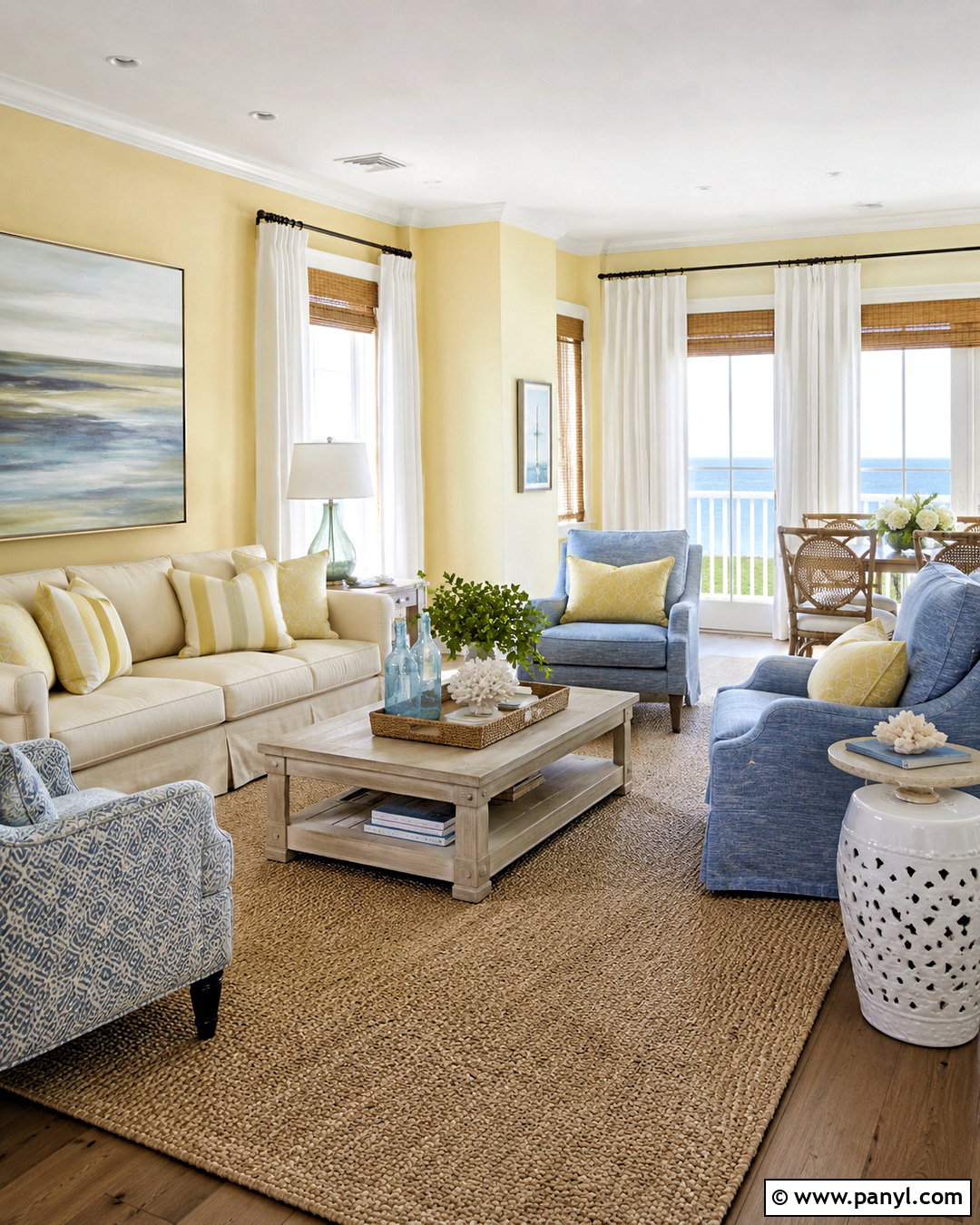 Pale Yellow Coastal Living Room - 20 pale yellow living room ideas