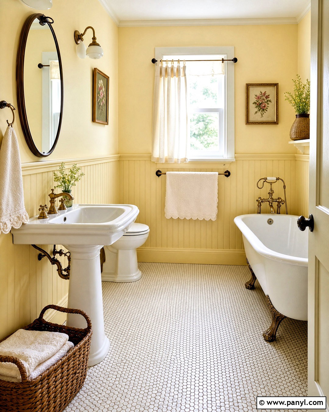 Pale Yellow Cottage Bathroom - 20 vintage yellow bathroom ideas