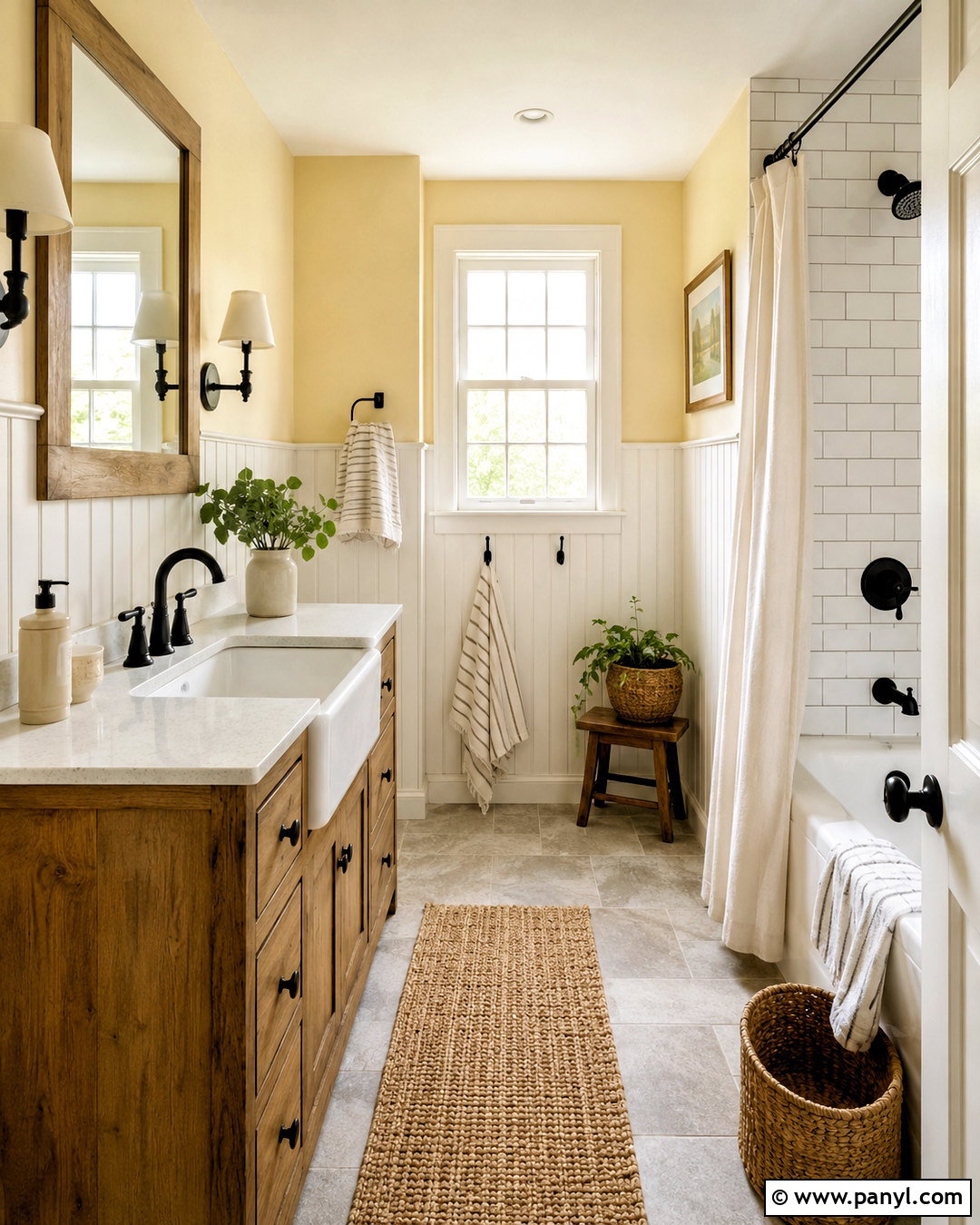 Pale Yellow Farmhouse Bathroom - 20 pale yellow bathroom ideas