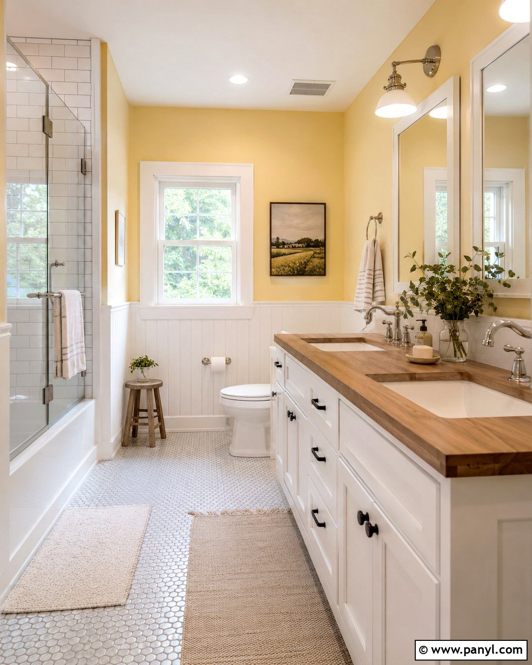 Pale Yellow Farmhouse Bathroom - 20 Farmhouse Bathroom Paint Colors Wall Ideas