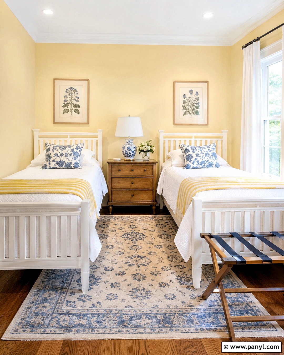 Pale Yellow Guest Bedroom With Twin Beds - 20 pale yellow bedrooms
