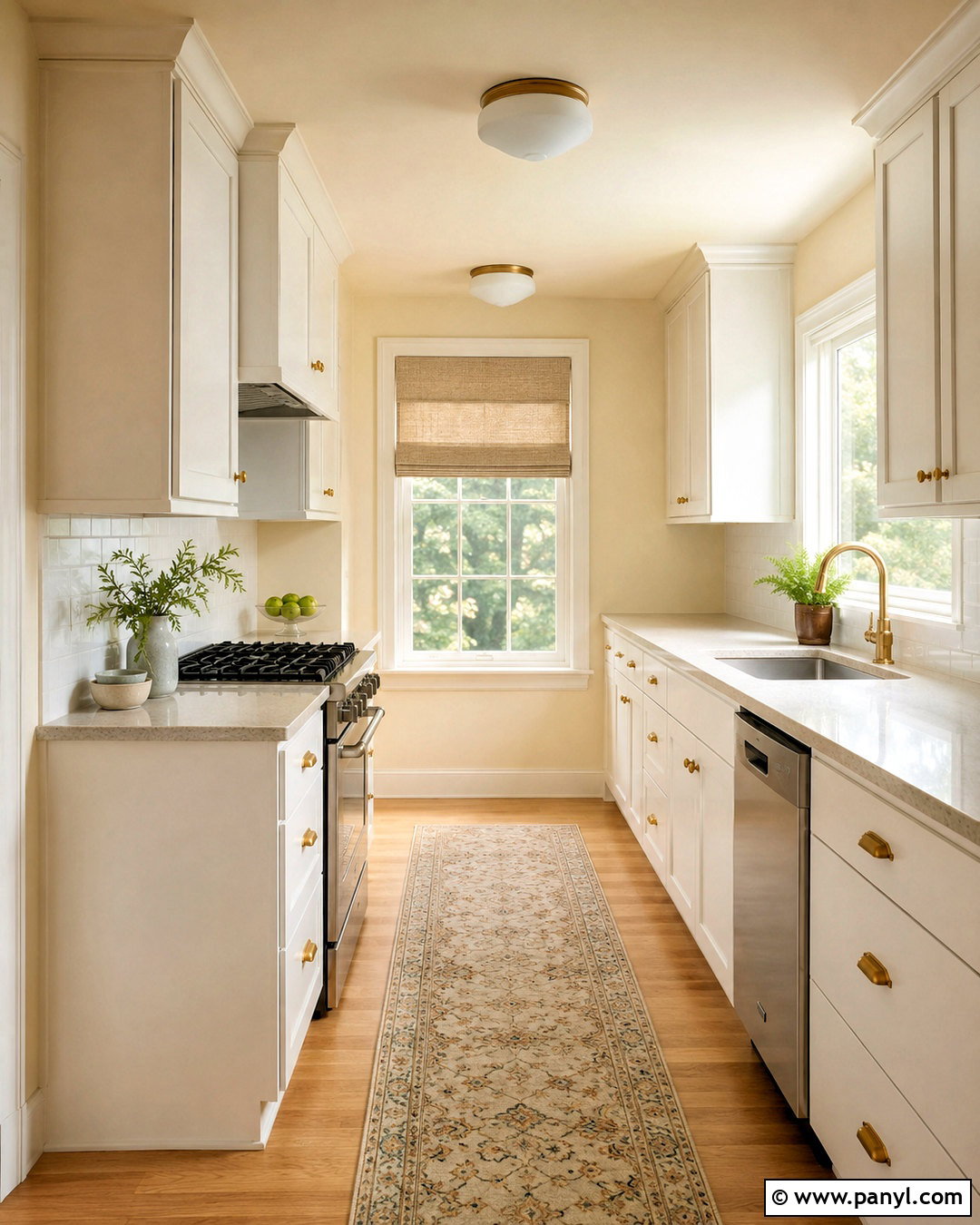 Pale Yellow Kitchen Walls In A Small Galley Kitchen - 20 pale yellow kitchen walls