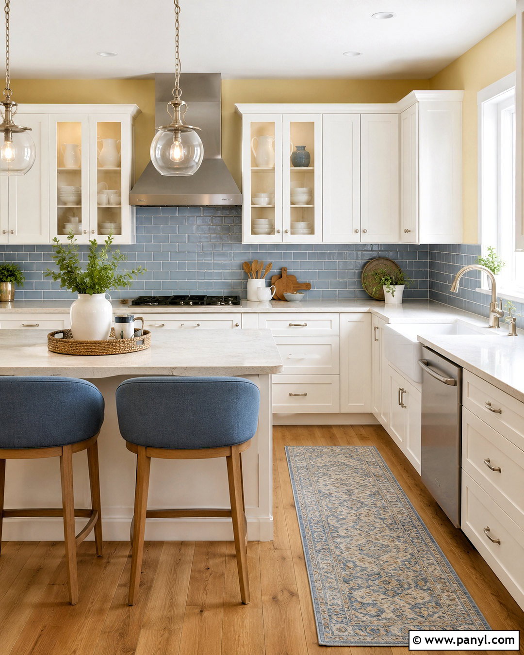 Pale Yellow Kitchen Walls With Blue Backsplash - 20 pale yellow kitchen walls