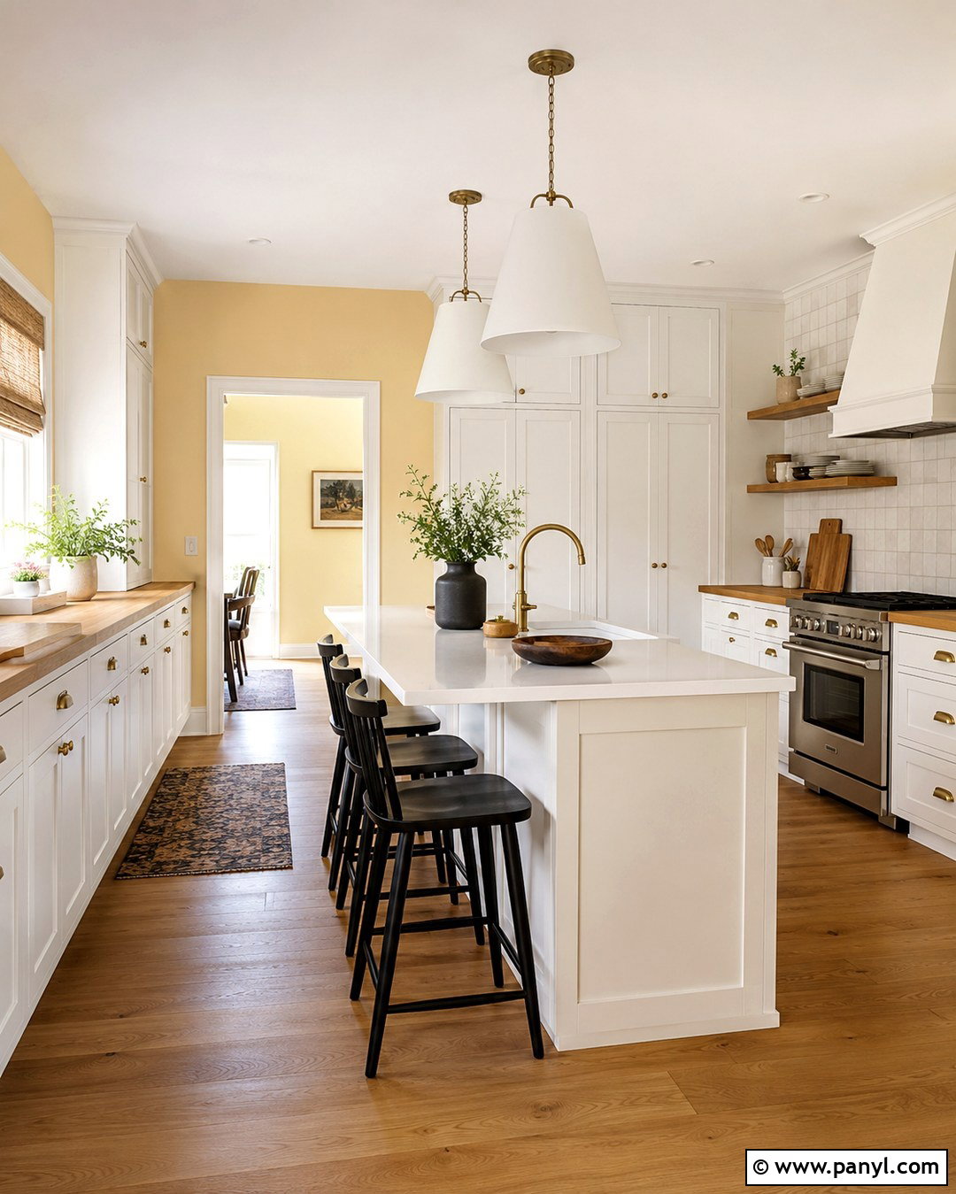 Pale Yellow Kitchen With Butcher Block Counters - 20 Pale Yellow Kitchen Walls With White Cabinets