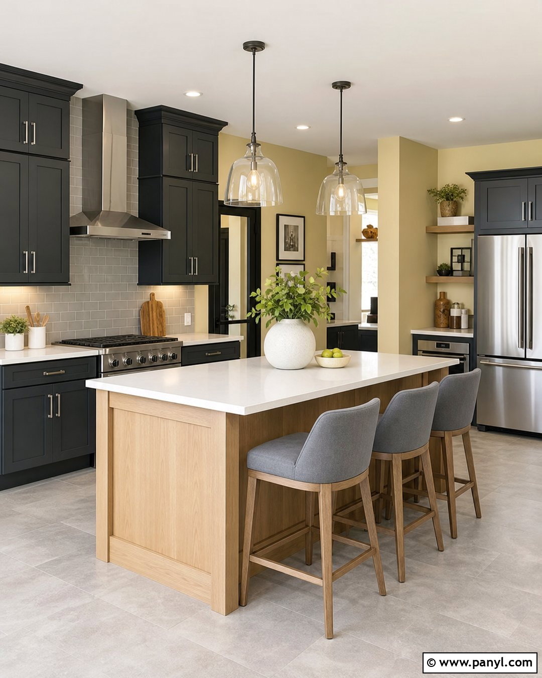 Pale Yellow Kitchen With Charcoal Cabinets - 20 Pale Yellow Kitchen Walls With Dark Cabinets