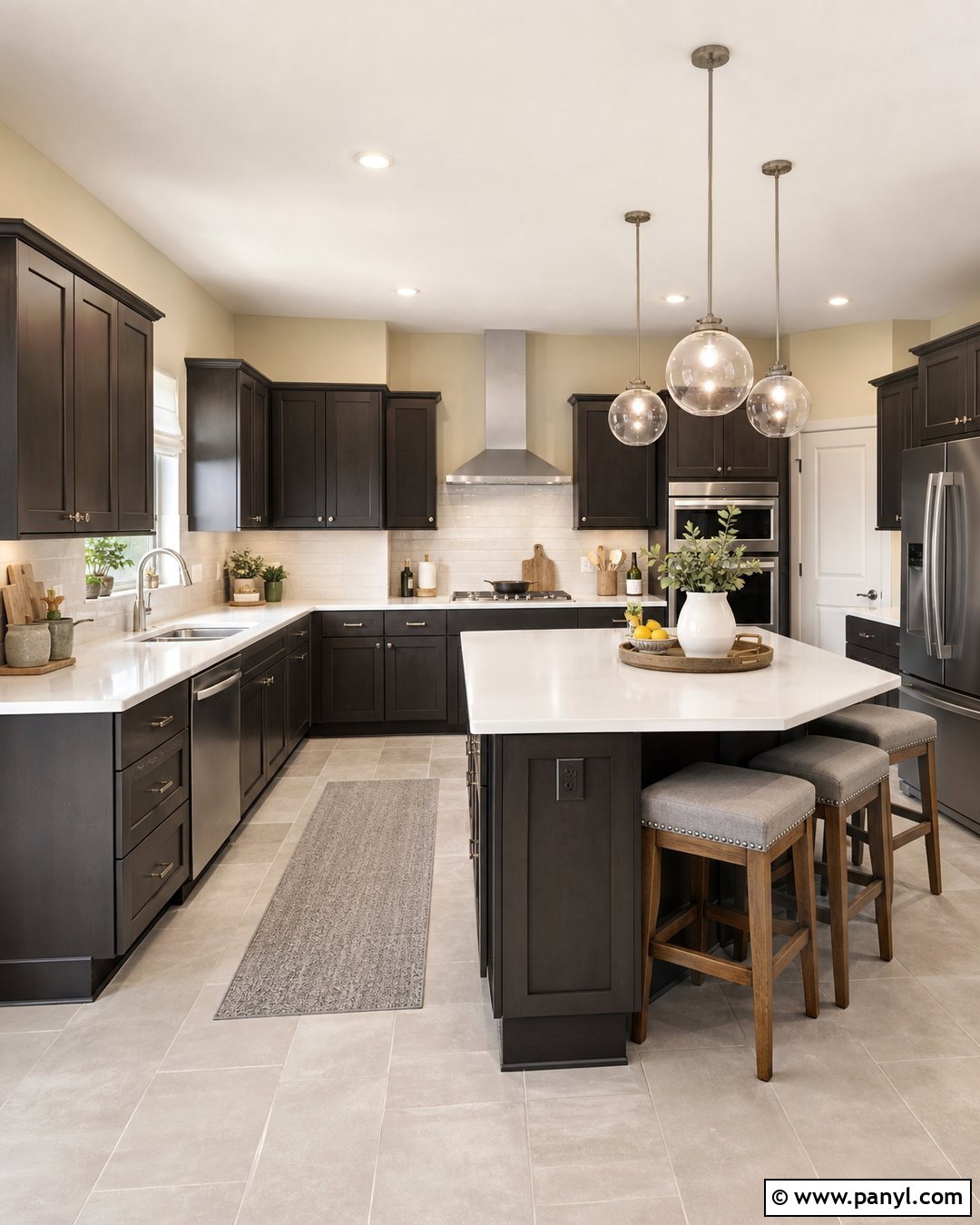Pale Yellow Kitchen With Dark Cabinets And Gray Floors - 20 Pale Yellow Kitchen Walls With Dark Cabinets