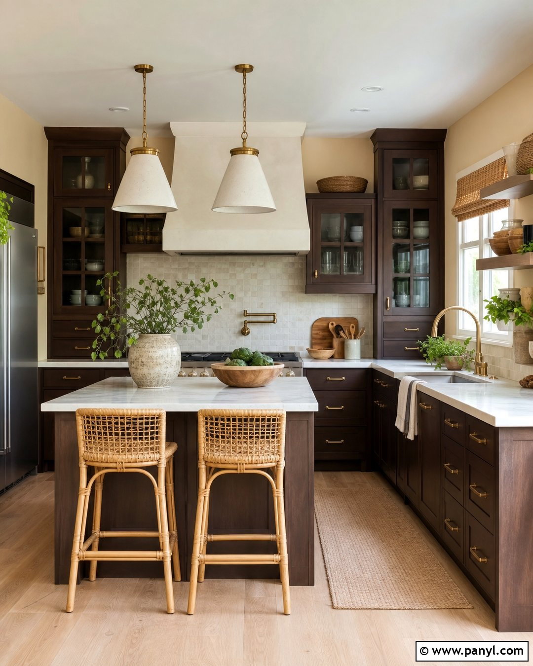 Pale Yellow Kitchen With Dark Cabinets And Natural Accents - 20 Pale Yellow Kitchen Walls With Dark Cabinets