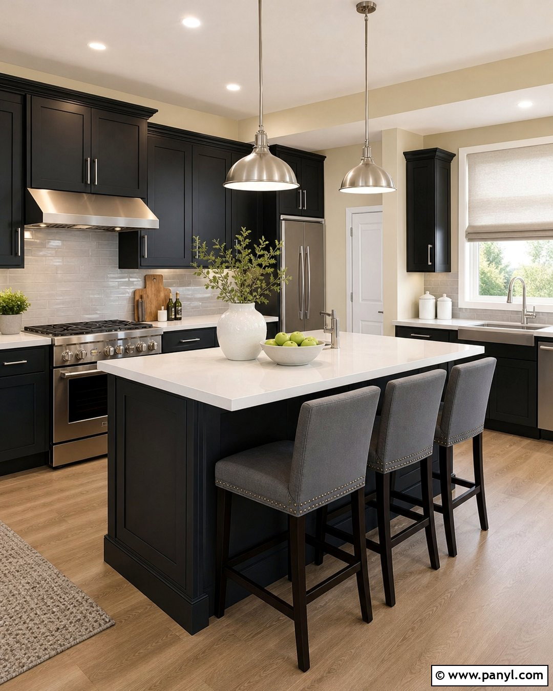 Pale Yellow Kitchen With Dark Cabinets And Silver Hardware - 20 Pale Yellow Kitchen Walls With Dark Cabinets
