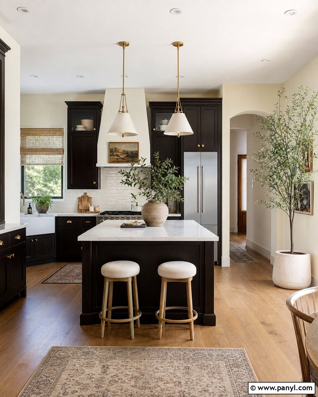 Pale Yellow Kitchen With Dark Cabinets And Wood Floors - 20 Pale Yellow Kitchen Walls With Dark Cabinets