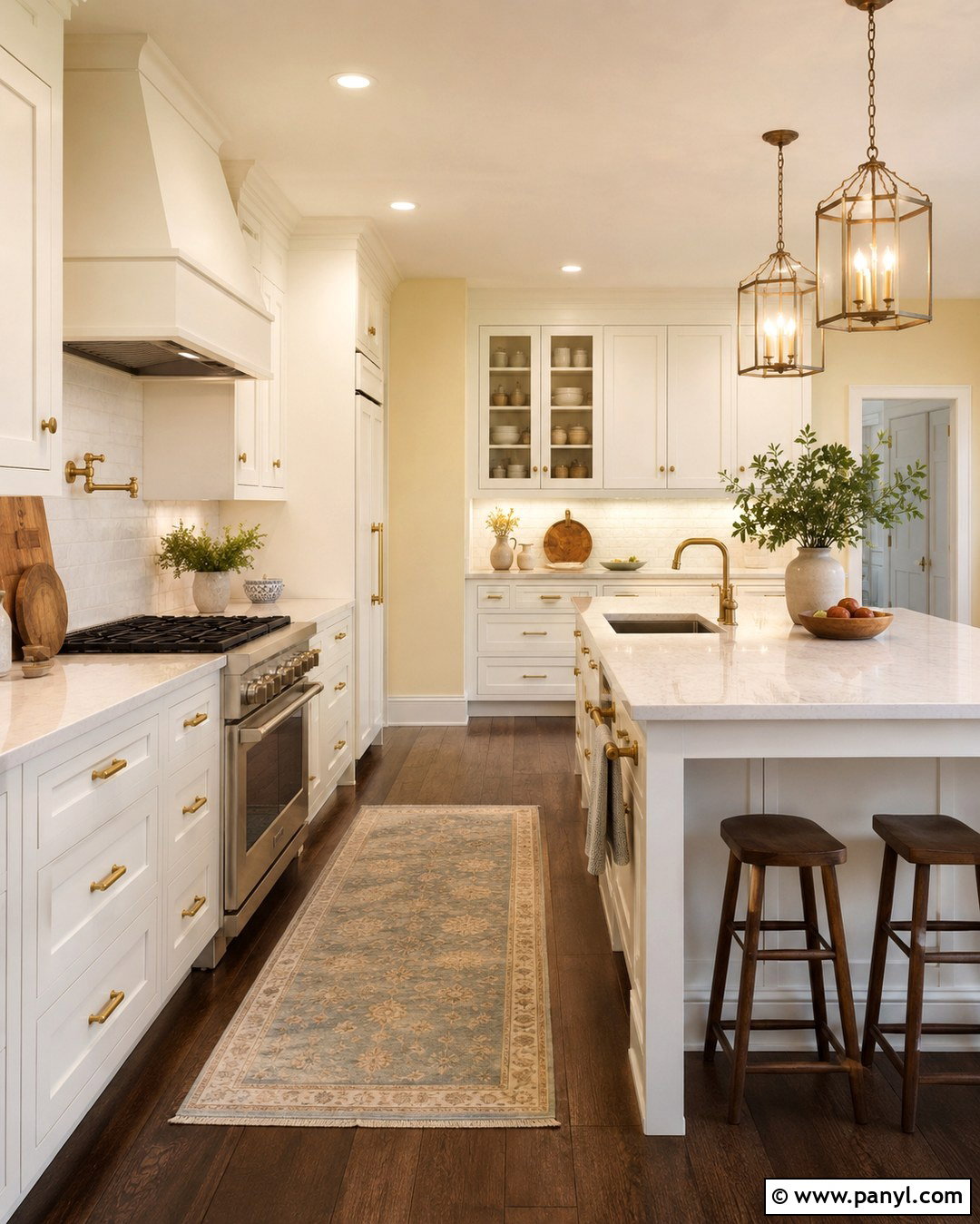 Pale Yellow Kitchen With Dark Wood Flooring - 20 Pale Yellow Kitchen Walls With White Cabinets