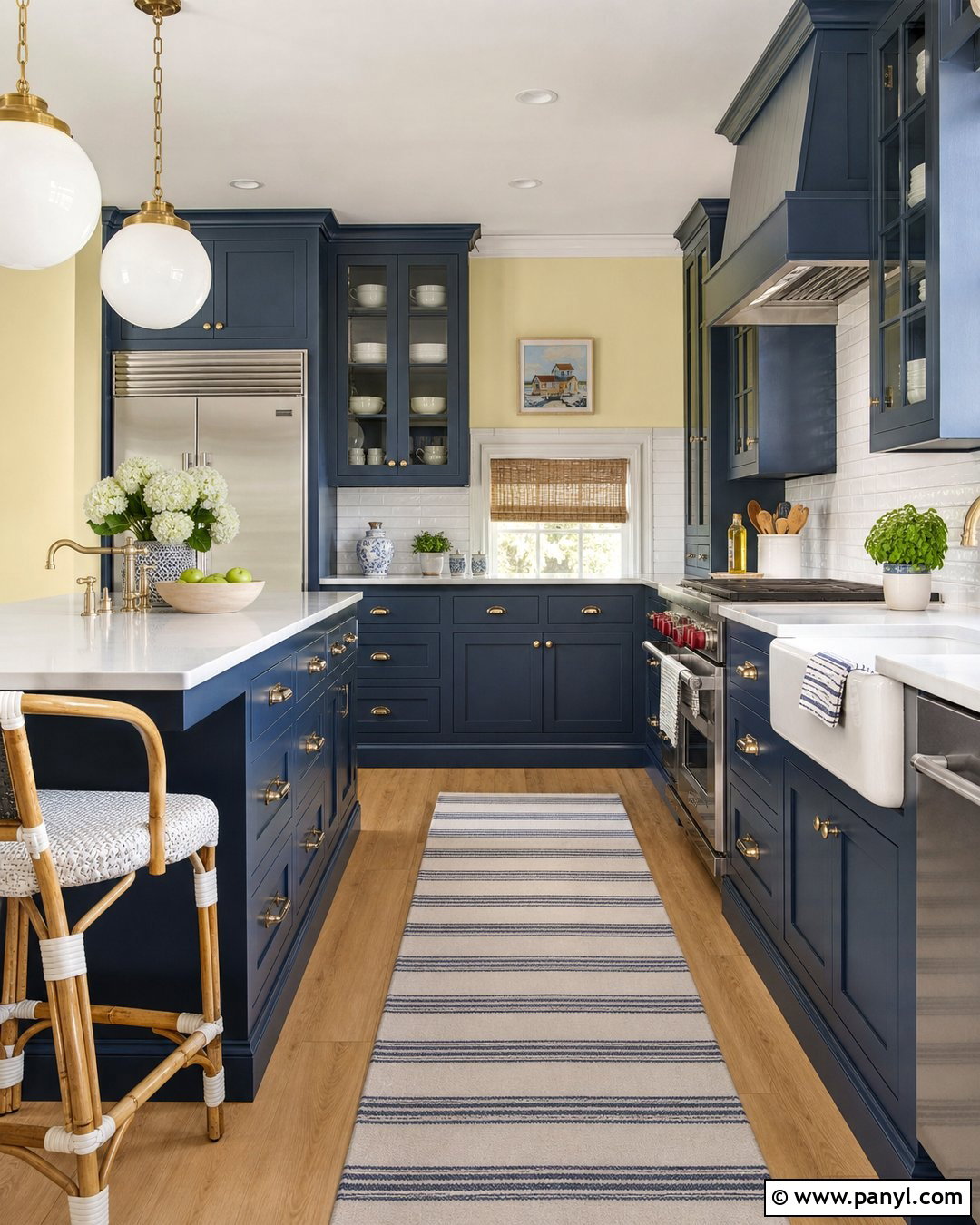 Pale Yellow Kitchen With Navy Cabinets - 20 Pale Yellow Kitchen Walls With Dark Cabinets
