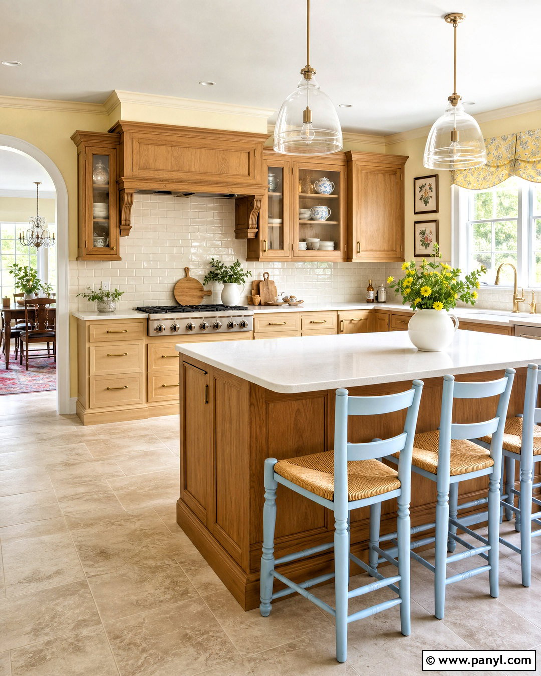 Pale Yellow Kitchen With Oak Cabinets - 20 kitchen color schemes with oak cabinets