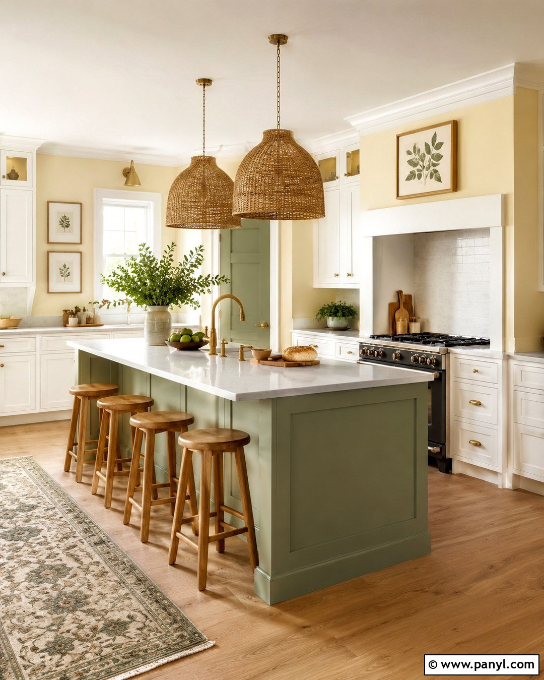 Pale Yellow Kitchen With Sage Green Accents - 20 Pale Yellow Kitchen Walls With White Cabinets