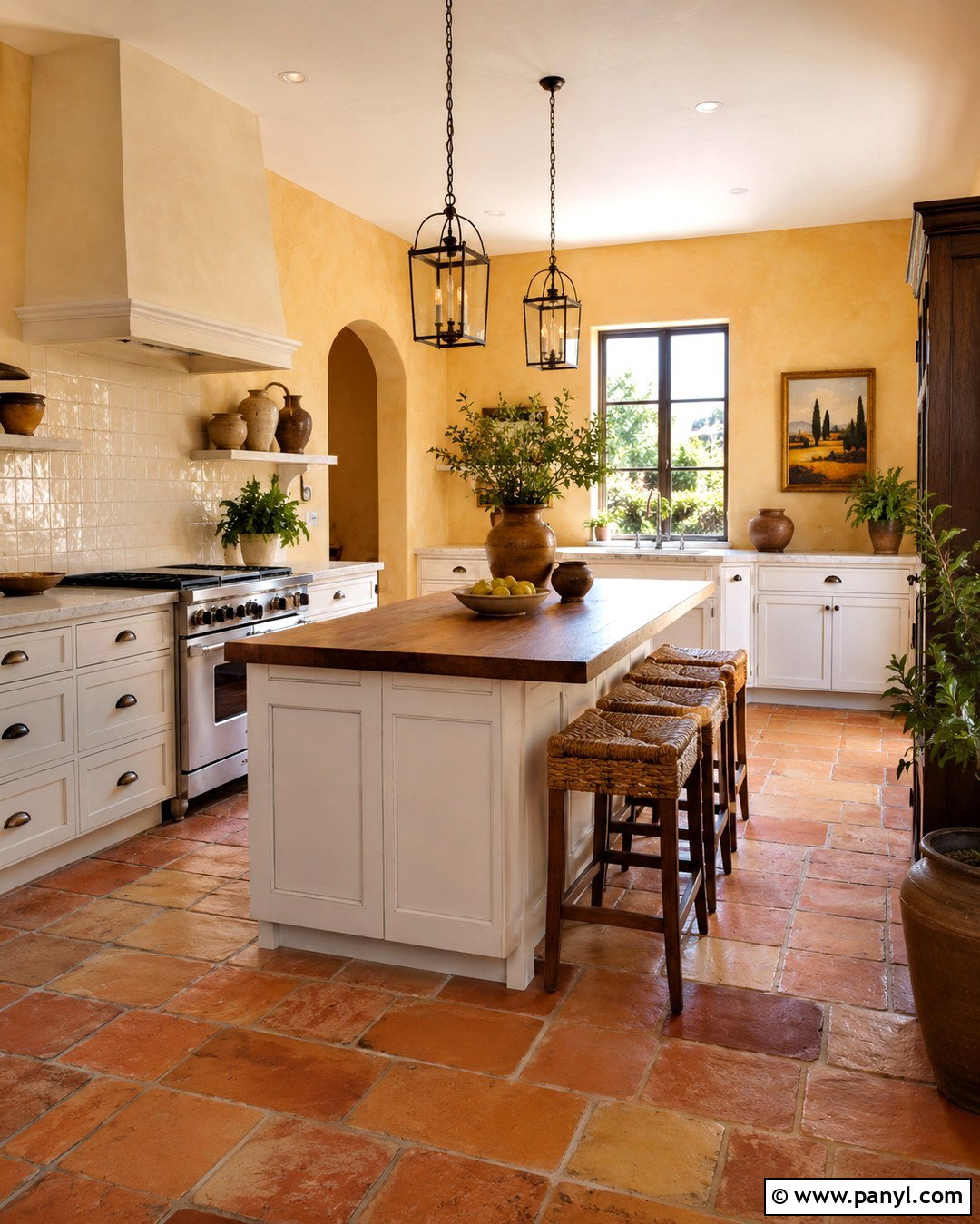Pale Yellow Kitchen With Terracotta Floor Tile - 20 Pale Yellow Kitchen Walls With White Cabinets