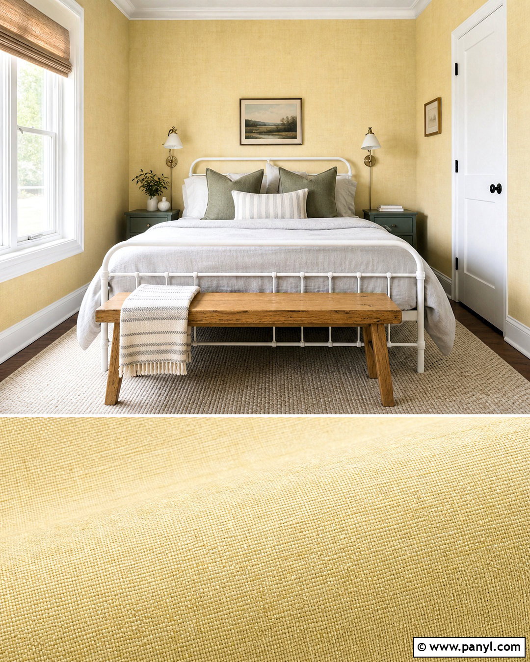 Pale Yellow Linen Wallpaper Wall - 20 yellow wall texture ideas