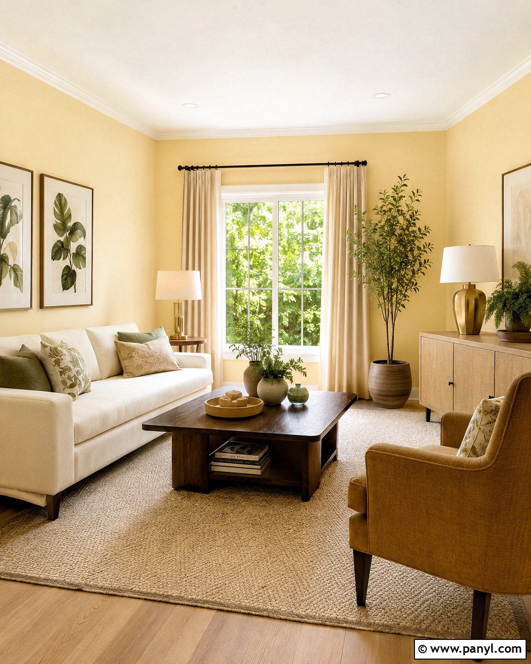 Pale Yellow Living Room With Cream Sofa - 20 pale yellow living room ideas